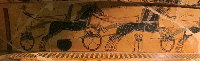 The chariot race at Patroclus' funeral as depicted on the Francois Vase